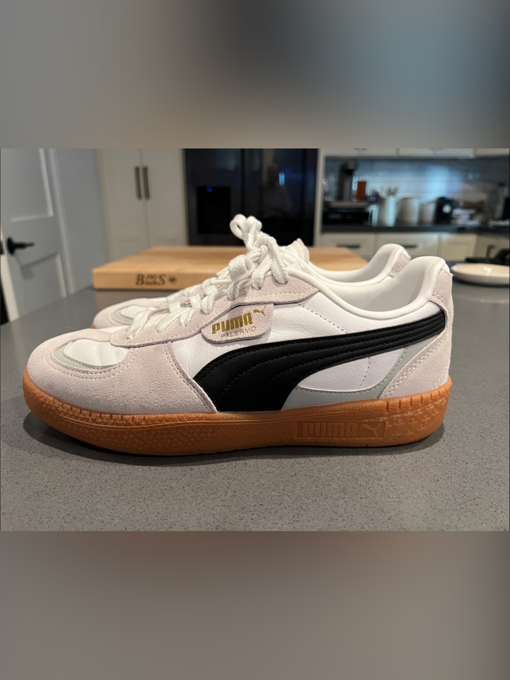 Puma White, Black & Gum-sole Women's Sneakers